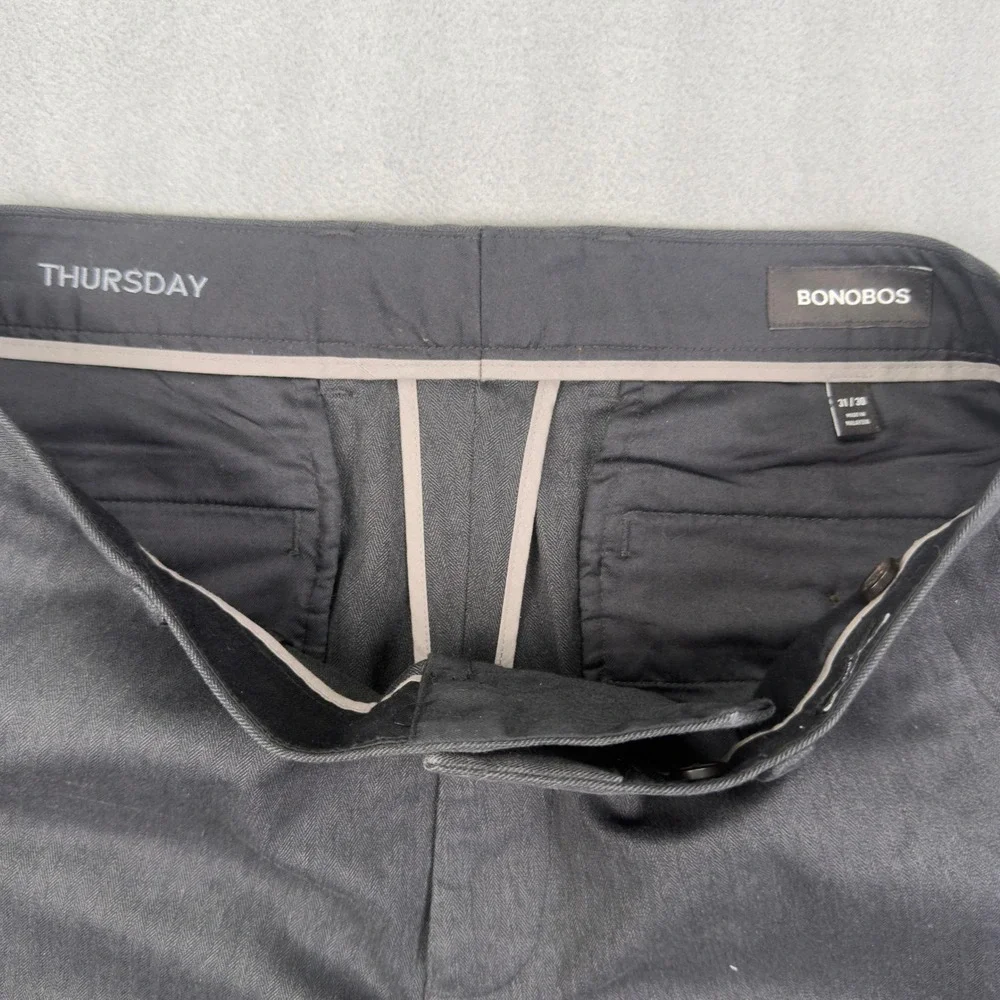 Bonobos Thursday Chinos 31x30 Charcoal Grey Herringbone Stretch Pants